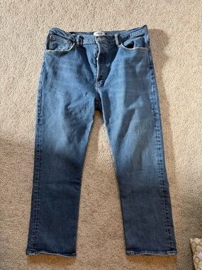 Agolde Straight Jeans in Mid-Blue Wash